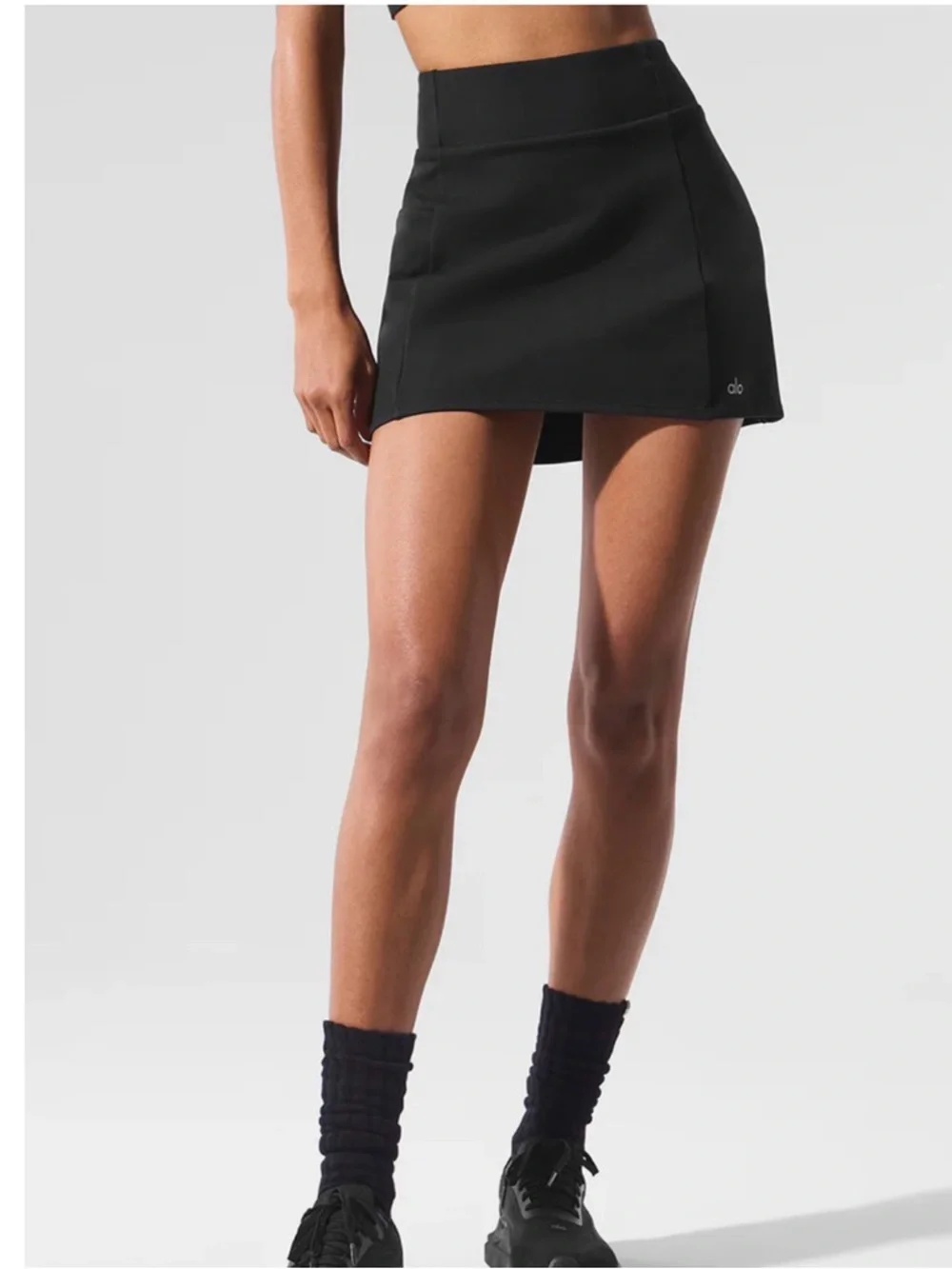 Alo Yoga Airbrush High-Waist Good Form Tennis Skirt Black SizeS Athleisure Skort - Picture 4 of 12